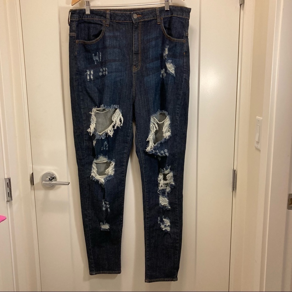 MAP Sz 3X Most Attractive People Destroyed Jeans Mid Wash Super High Rise